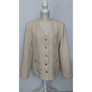 ASTR The Label Lysanor Collarless Tweed Jacket/Blazer Oatmeal Color Size XS